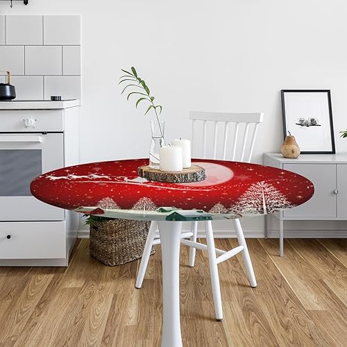 Miniatura 83 de Mantel redondo ajustado con diseño de mandala de flores, mantel circular bohemio y colorido con borde elástico, impermeable, lavable, de poliéster