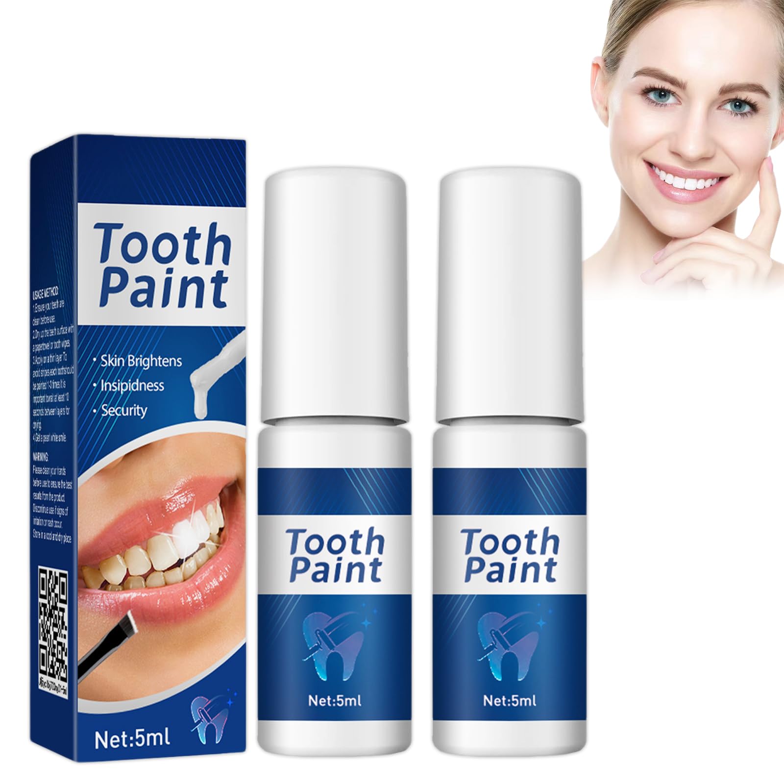 2 Pezzi Vernice Sbiancante per Denti,Sbiancamento Istantaneo per Denti,Gel Sbiancante per Denti,Vernice per lucidatura denti per Denti Sensibili,Rimuove Macchie Dentali