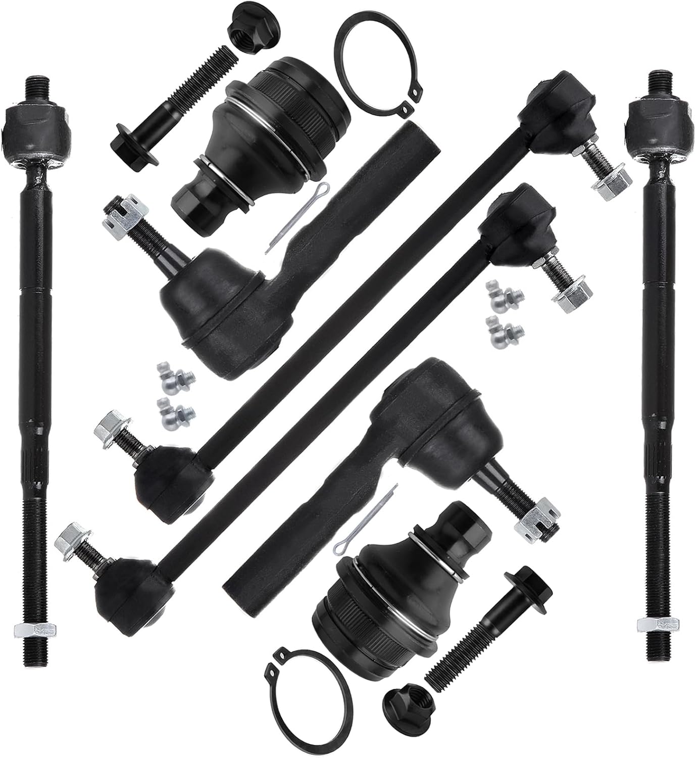 SCITOO 8pcs Front Suspension Kit fit 2009-2012 for Dodge Caliber 2007-2017 for Jeep Patriot 2007-2017 for Jeep Compass Inner Outer Tie Rod End Lower Ball Joint Sway Bar Link