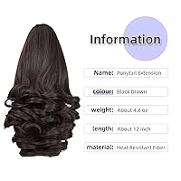 Vista 2 de Extensión de cola de caballo, extensiones de cabello con clip de garra de 12 pulgadas, extensiones de cabello corto rizado, extensión de cola