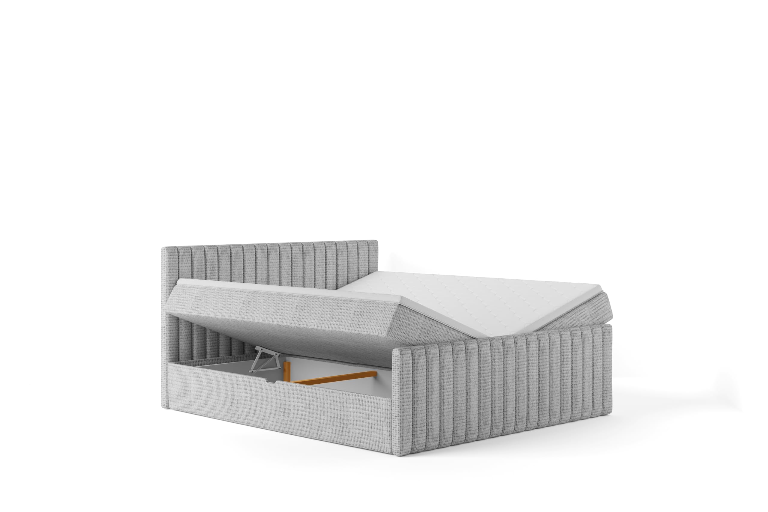 Boxspringbett 160x200 cm, Bett mit Matratze H3 und Stauraum, Polsterbett mit Bettkasten, Boxbett 160x200 Komplett, Doppelbett mit Bonell-Matratze, Bett für Schlafzimmer VIVO