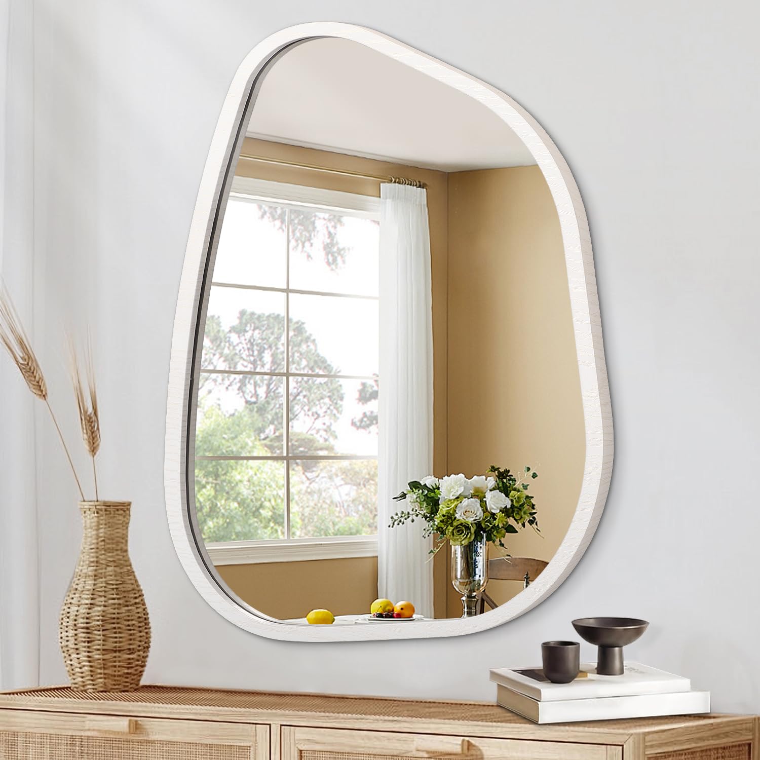 HLFMVWE Irregular Wall Mirror Modern Asymmetrical Unique Hanging Mirror Decor Bathroom Vanity Bedroom Living Room Entryway Hallway 50 x 40CM