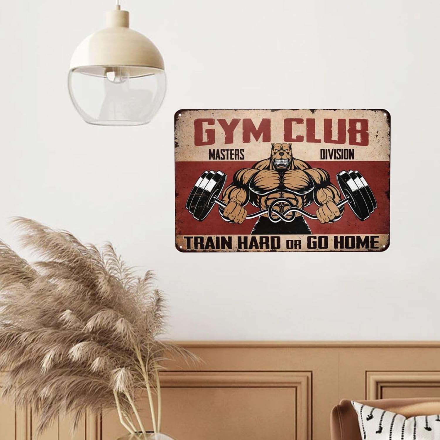 Gym Club Train Hard or Go Home Vintage Metal Tin Sign, Funny Retro Design Versatile Poster, for Home Bar Man Cave Garage Personalized Wall Decor Art 12 x 8 Inch image 5
