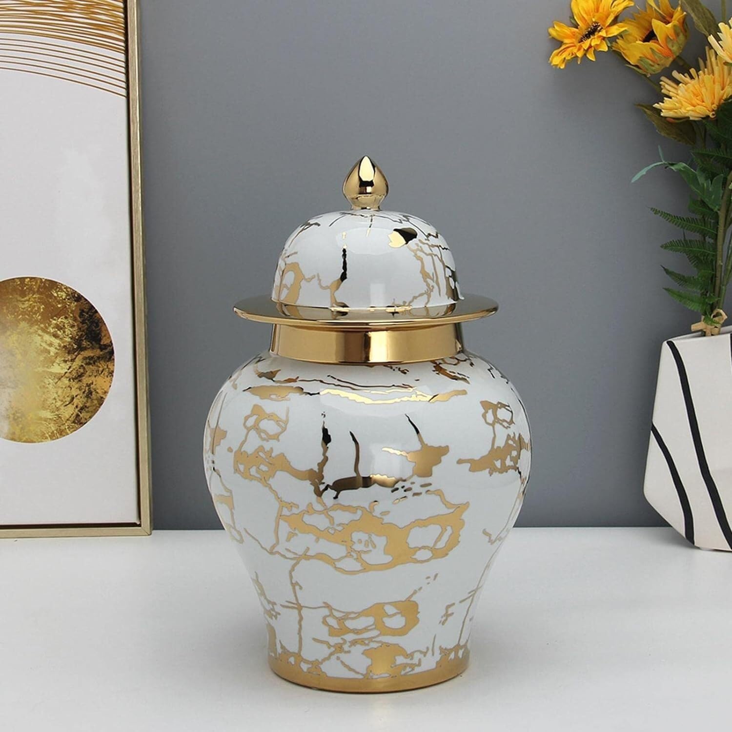 Ingwer glas mit deckel Ingwergläser Porzellan-Keramik-Ingwerglas, Aufbewahrungsglas, Tempelglas, Blumen- Und Pflanzenhalter, Blumentopf, Blumenvase Für Zuhause Porzellan-ingwerglas Vorratsglas Dekora