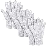 Patelai 3 Pairs Microfiber Plant Dusting Gloves Leaf Cleaning Gloves for Indoor Plants, Blinds, Furniture, House(Large,White)
