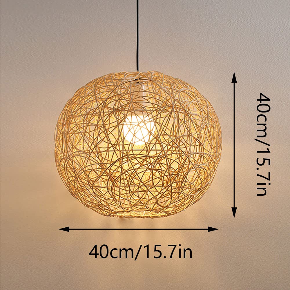 Lámpara Colgante De Techo para Pasillo Pantalla Lámpara Cesta De Mimbre Araña De Nido De Pájaro Natural De Techo Estilo Asiático Lámpara Colgante De Mimbre De Bambú para Iluminación Interior