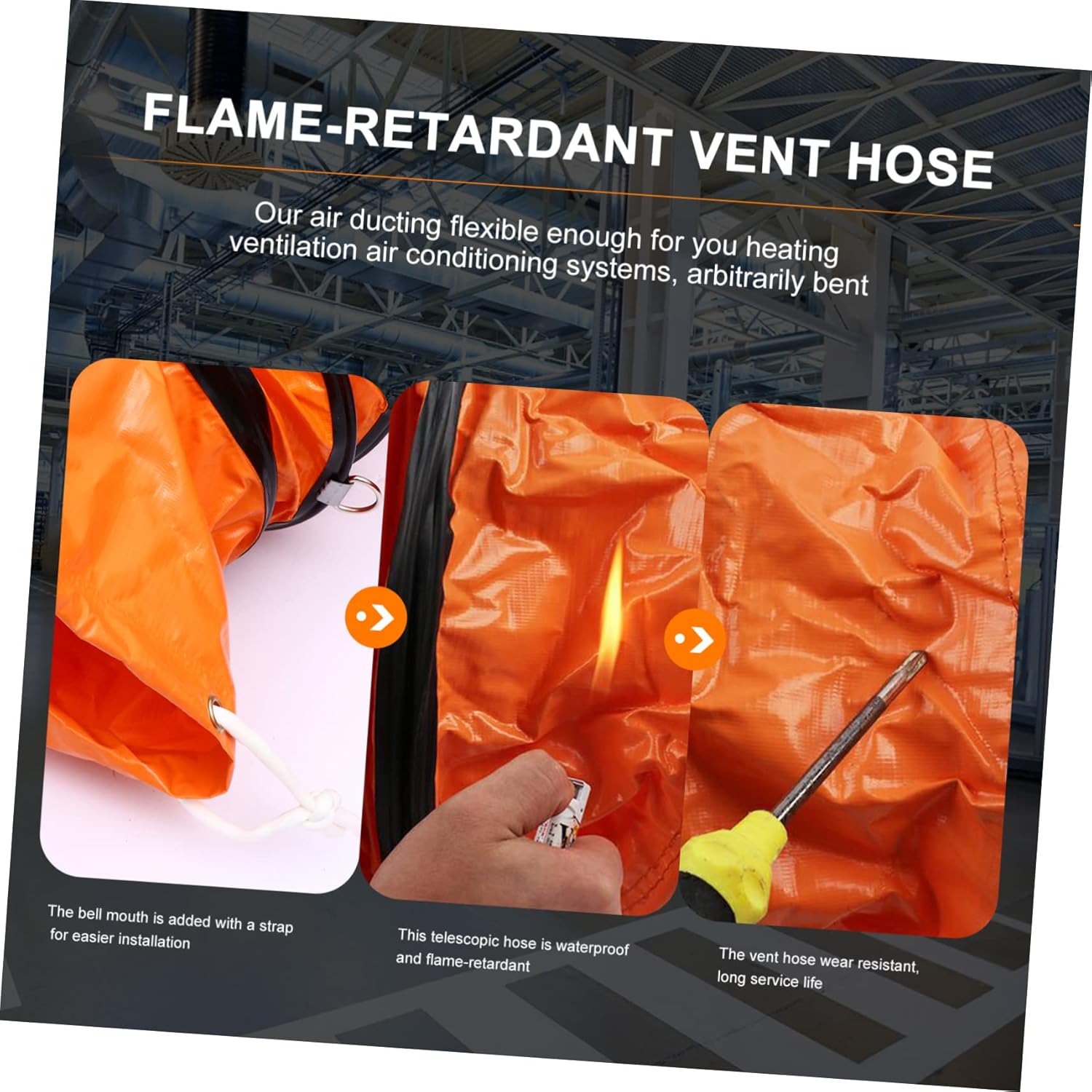 Flame-Retardant Flexible Ventilation Hose High Temperature Resistant PVC Exhaust Duct for Ventilation and Extraction 1 Piece