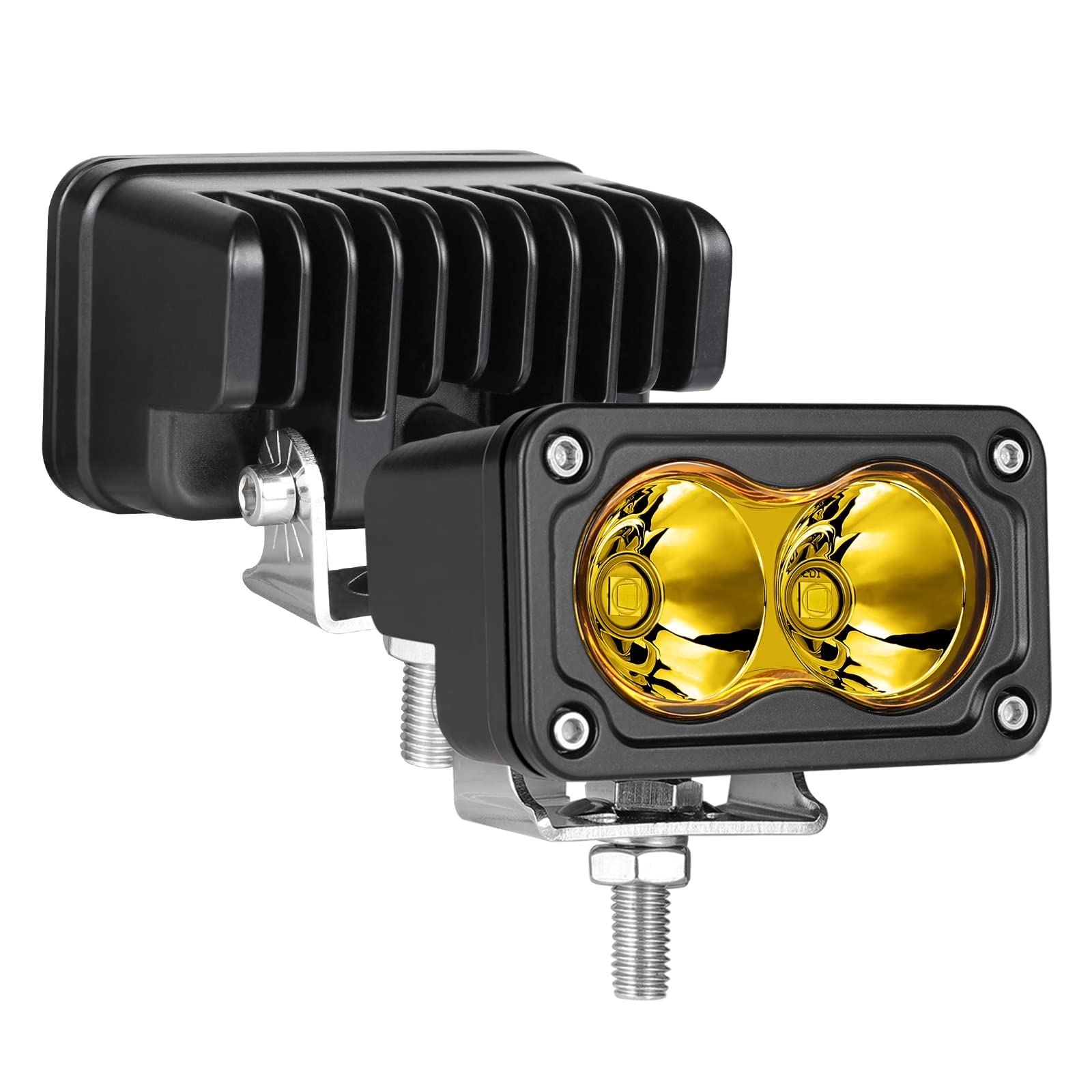 LED Pods Amber, SWATOW INDUSTRIES 2PCS 40W LED Cube Lights Amber 3 Inch LED Spot Lights Amber Offroad Lights LED Driving Light Bar LED Bumper Lights Square Work Lights for Truck Motor UTV ATV SUV Boat