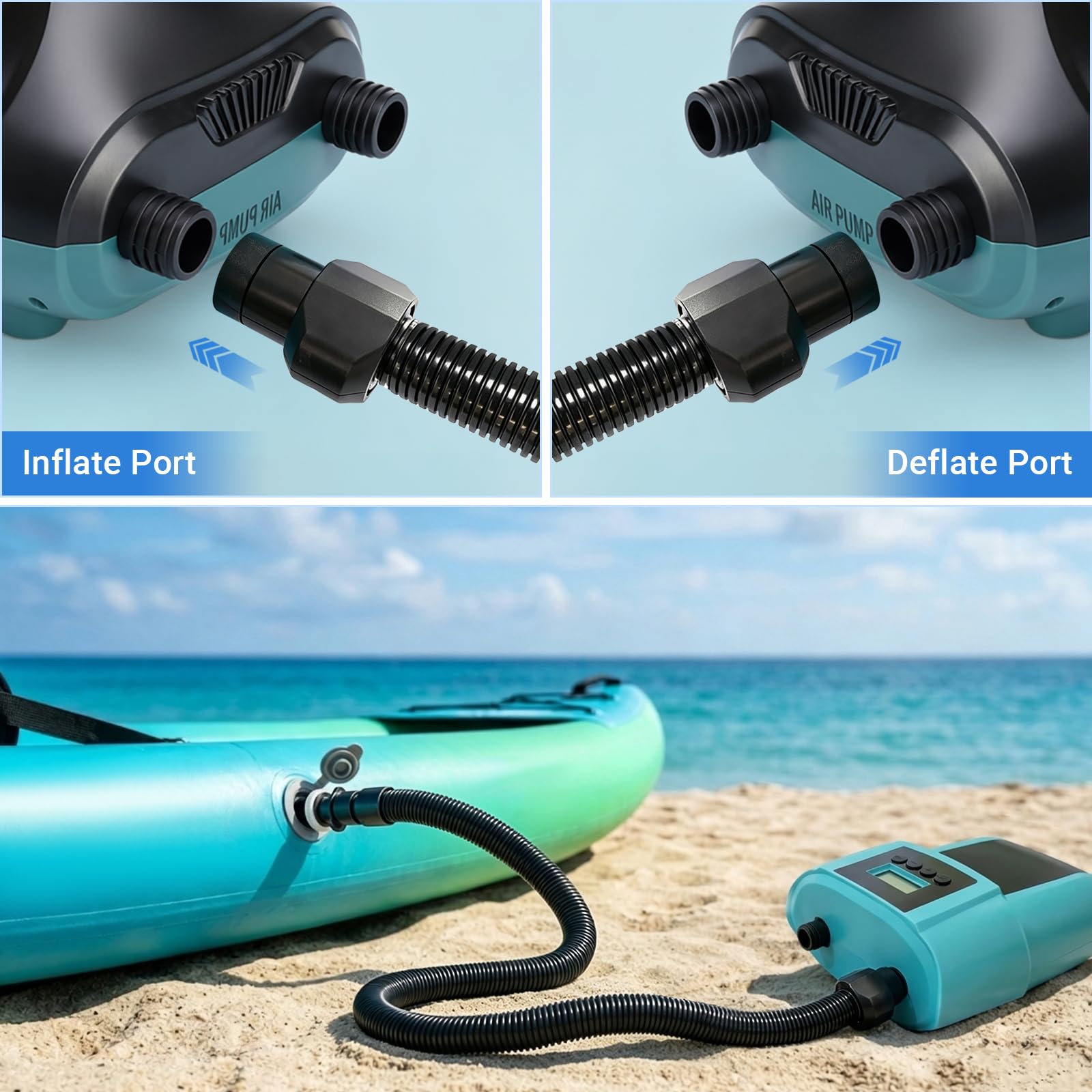 Adaptateur de Pompe Sup Gonflable, Adaptateur Gonfleur Paddle, Adaptateur de Kayak avec 3 Buses, Adaptateur Pompe Kayak Embout de Gonflage pour Canoës, Planches Pagaie, Bateaux Gonflables, Kayaks