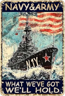 Navy Army Illustrated Niy What We've Got We'll Hold Vintage Metal Sign Poster for Women Cave Pubs Yard Toilet Home Man Cave Store Cafe Garage Wall Decor 12x8 Inch