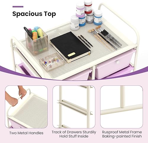 Vista 109 de Giantex - Carrito rodante, 10 cajones, organizador para aula, carrito de almacenamiento con ruedas para útiles escolares, de oficina, hogar, Negro