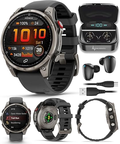 Miniatura 22 de Wearable4U Garmin Fenix 8 – 2 pulgadas, reloj inteligente multideporte GPS AMOLED, zafiro, titanio con banda de silicona naranja brillante/grafito,