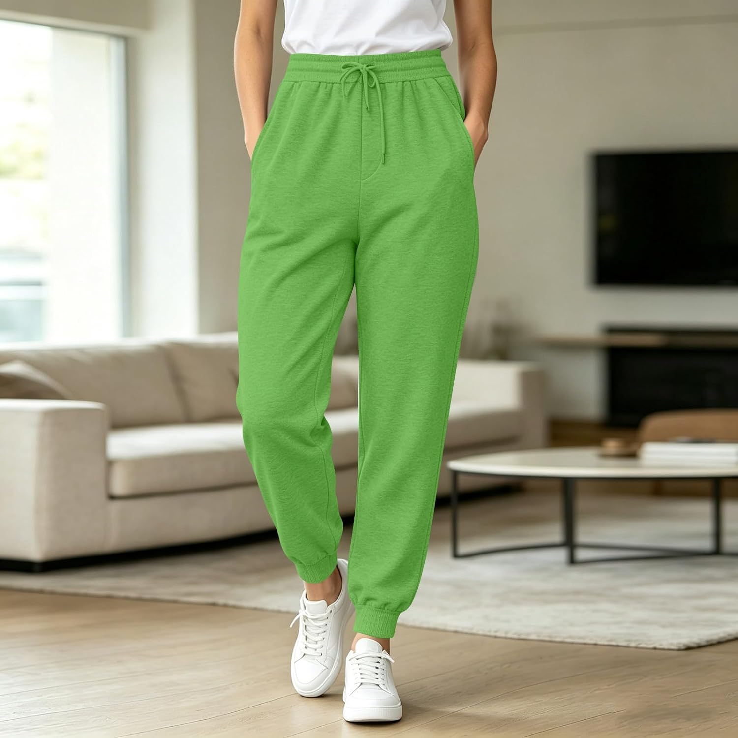 FQZWONG Sweatpants Joggers for Women Baggy Casual Sweat Pants Trendy Elastic High Waist Lounge Sweatpants with Pockets