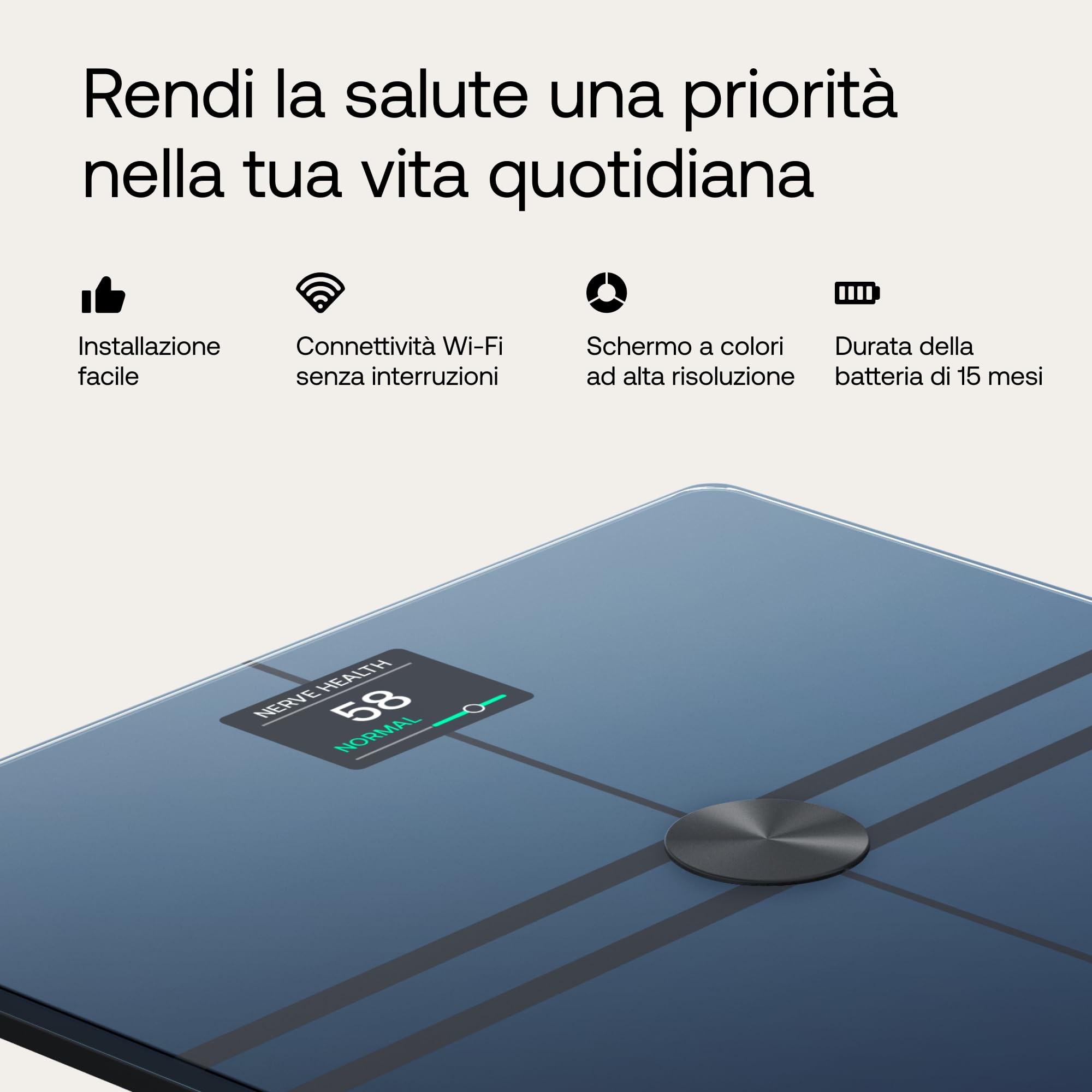 Withings Body Comp - Bilancia pesapersone digitale WiFi con analisi completa: peso, grasso corporeo e muscolare, acqua e tracciamento cardiovascolare, impedenziometrica, nero