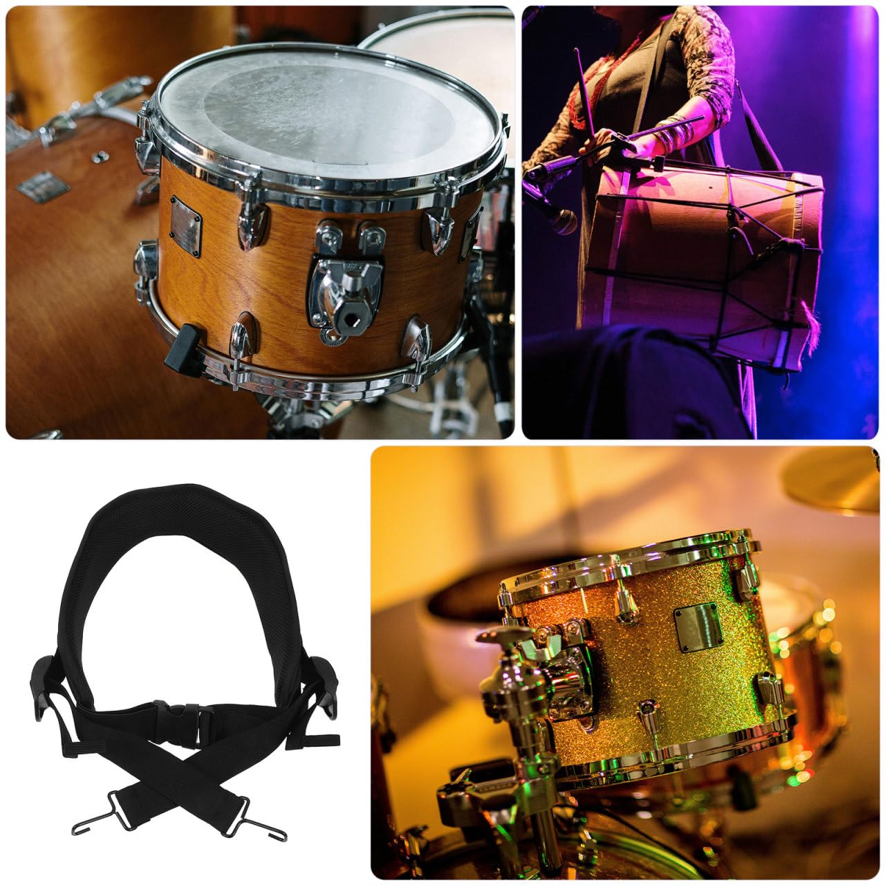 SUPVOX Cinghia Per Rullante e Djembe Ganci in Metallo Tracolla Imbottita Regolabile Per Sessioni Di Percussioni Africane Mano