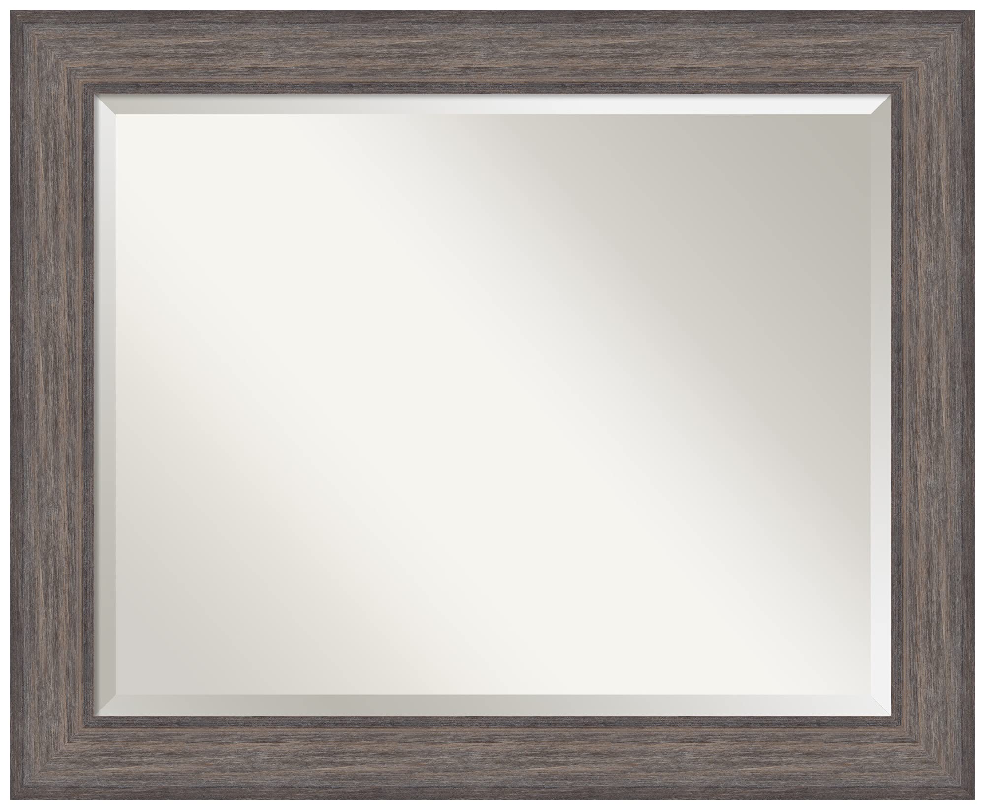 Amanti Art Wood Bathroom Mirror, Country Barnwood Wall Mirror for use as Bathroom Vanity Mirror Over Sink (27.25 x 33.25 in.) Beveled Mirror, Grey Mirror, Country Rustic Mirror from WI, USA