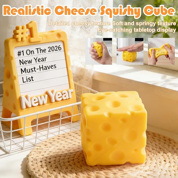 Squishy Fromage, énorme Jouet à Malaxer Anti-Stress Fromages Pâte Molles Jouets Sensoriels Carrés À Montée Lente Jouet Presser Bloc Fromages Squishys Réalistes Soulagement Stress pour Enfant Et Adulte - 3