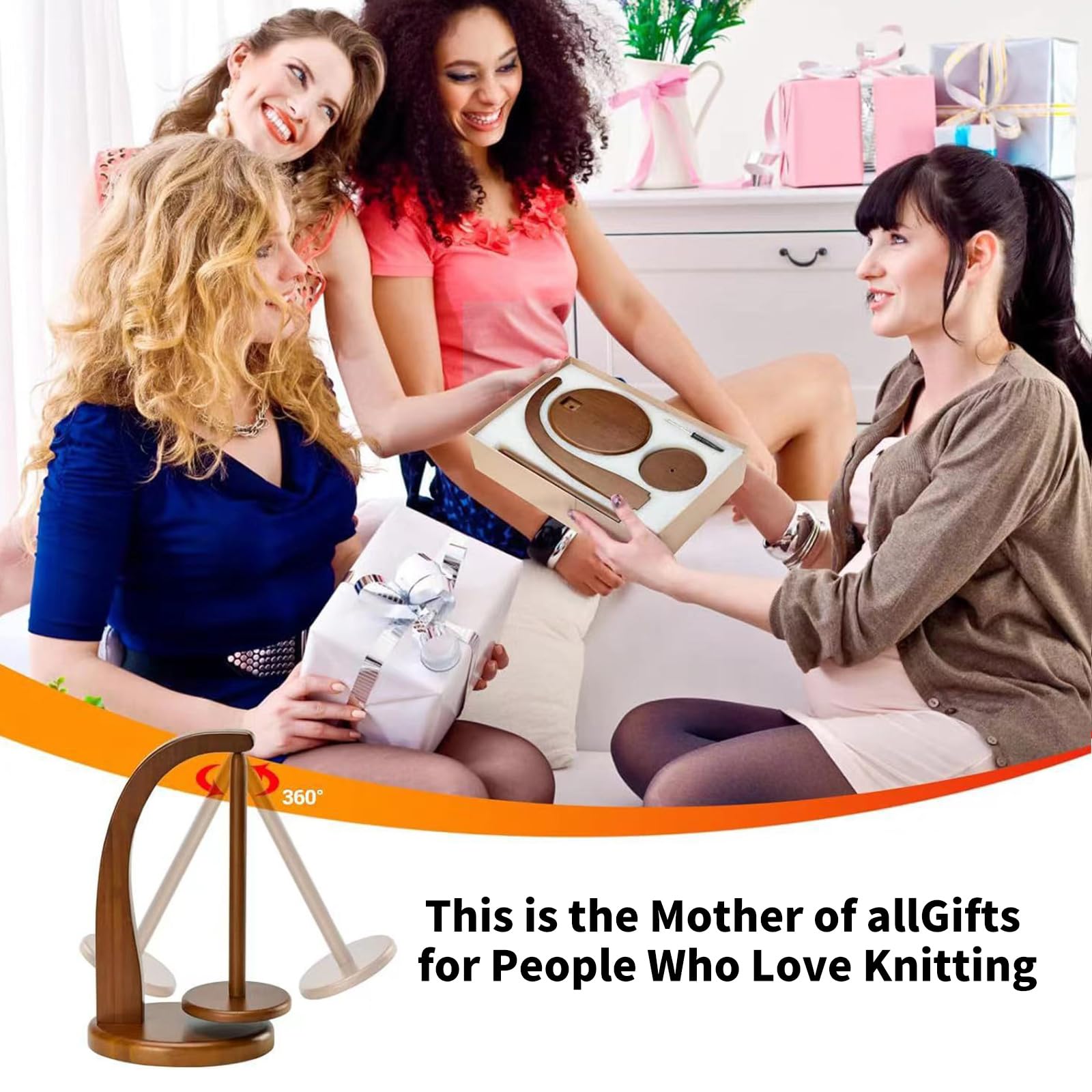 UMLIPOT Wollabwickler, Wollhaspel Rotierender Magnetischer Wollknäuelhalter,Yarn Winder Garnrollenhalter wollabwickler Holz Wollhalter wollwickler für Häkel- und Strickzubehör-Geschenke (Retro-Farbe)