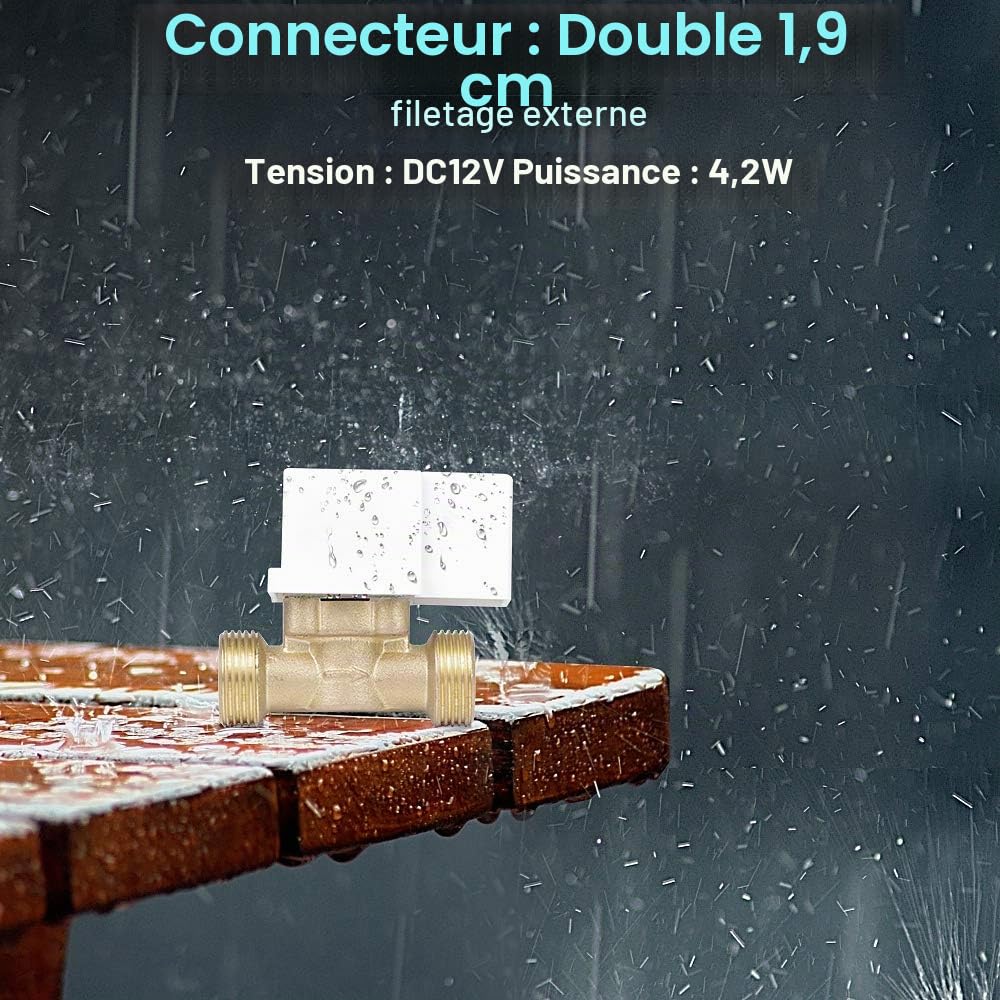 EXLECO Lot de 2 électrovannes NC G3/4" 12 V 2 voies d'entrée d'eau en laiton électrovanne normalement fermée électrovanne magnétique magnétique pour contrôle de l'eau