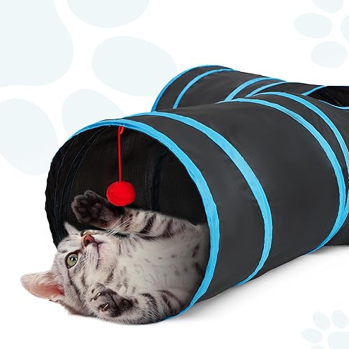 Vista 137 de Tempcore - Túnel para gatos con forma de tubo plegable de 3 vías, para interiores, juguete con forma de bola para mirar, para gato, cachorro, Moneda