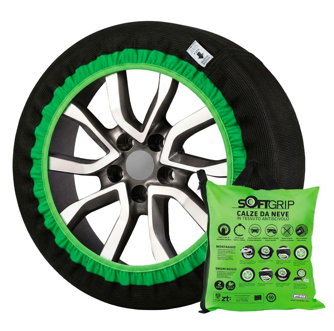 Calze da Neve in Tessuto Antiscivolo SOFTGRIP Omologate EN 16662-1 Misure per Tutti Gli Pneumatici Gruppo 5