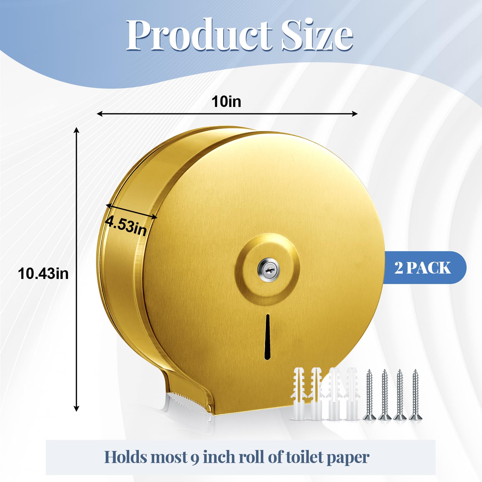 Mifoci 2 soportes industriales de papel higiénico, dispensador de rollo comercial, montaje en pared, dispensador de pañuelos jumbo de acero inoxidable, se adapta a rollos de papel higiénico de 9
