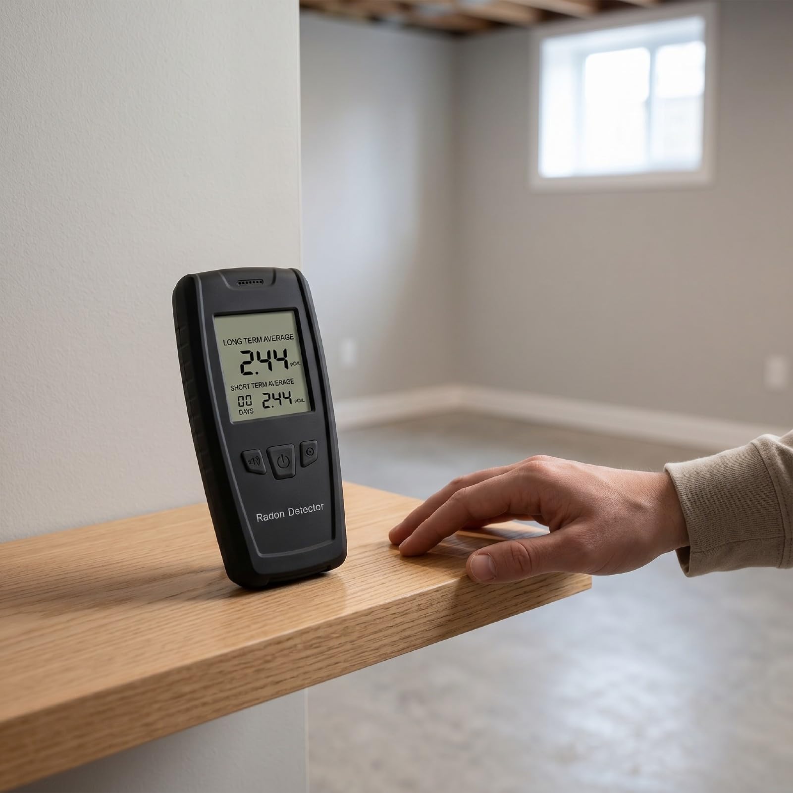 Annadue Rilevatore di Radon Portatile Display LCD Digitale 0-270pCi L Monitor di Radon per Casa e Ufficio con Sensore a Tecnologia Ionica