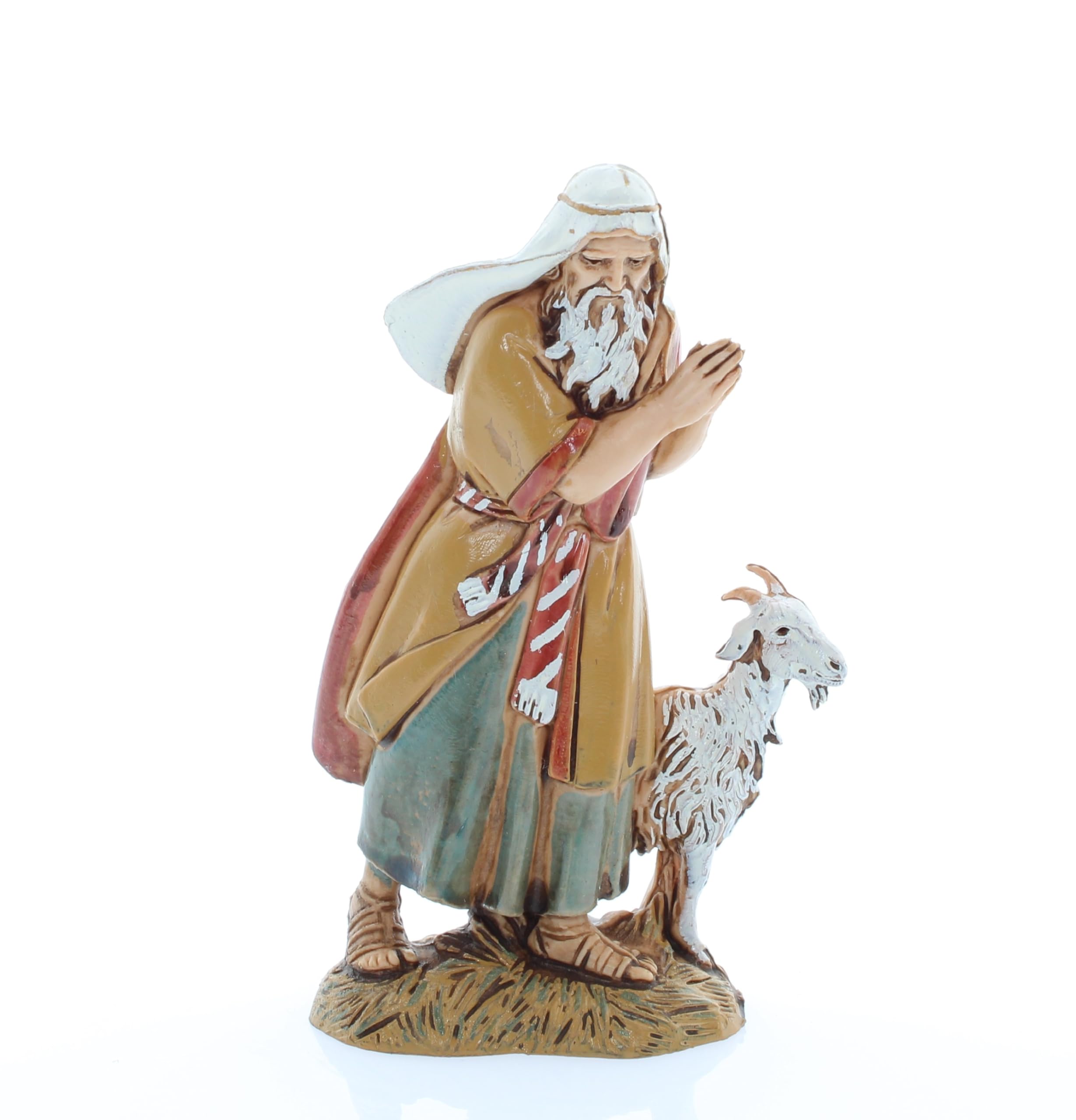 Moranduzzo Vieux Berger avec Chèvre pour Crèche de 10 cm, Hauteur Max. 9,1 cm – Standard 10 – Figurine Incassable, Peinte à la Main, Produit Officiel, Made in Italy, Sculpteur M. Landi