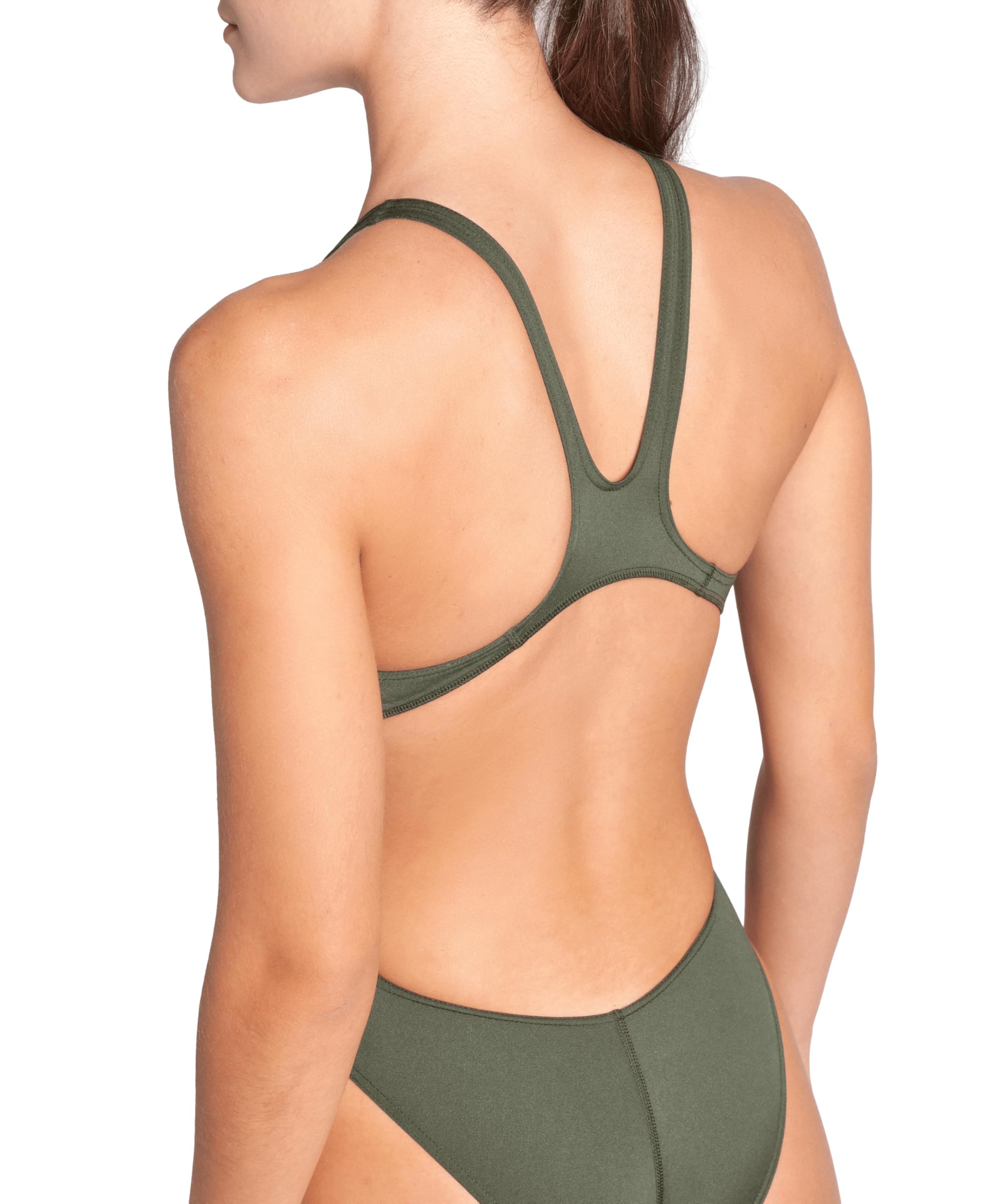 arena Solid Swim Tech Team Maillot Entier Femme, Maillot Sportif à Séchage Rapide en Tissu MaxLife Éco Résistant au Chlore avec Protection UV et Doublure à l’Avant