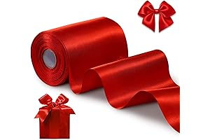 FAKILO 4inch Red Satin Ribbon, 22 Yards Wide Ribbon for Door Grand Opening Ceremony Decorations