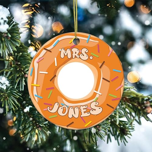 Miniatura 2 de Cheyan Divertido nombre personalizado en donas Adorno de porcelana de Navidad Decoración del hogar Colgantes de Navidad Adornos colgantes para árbol