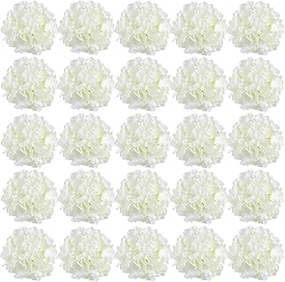 FagusHome 30 Pcs 8 Inch Big Silk Hydrangea Heads Artificial Flowers Heads with Stems Fake Hydrangea Flowers for DÃ©cor