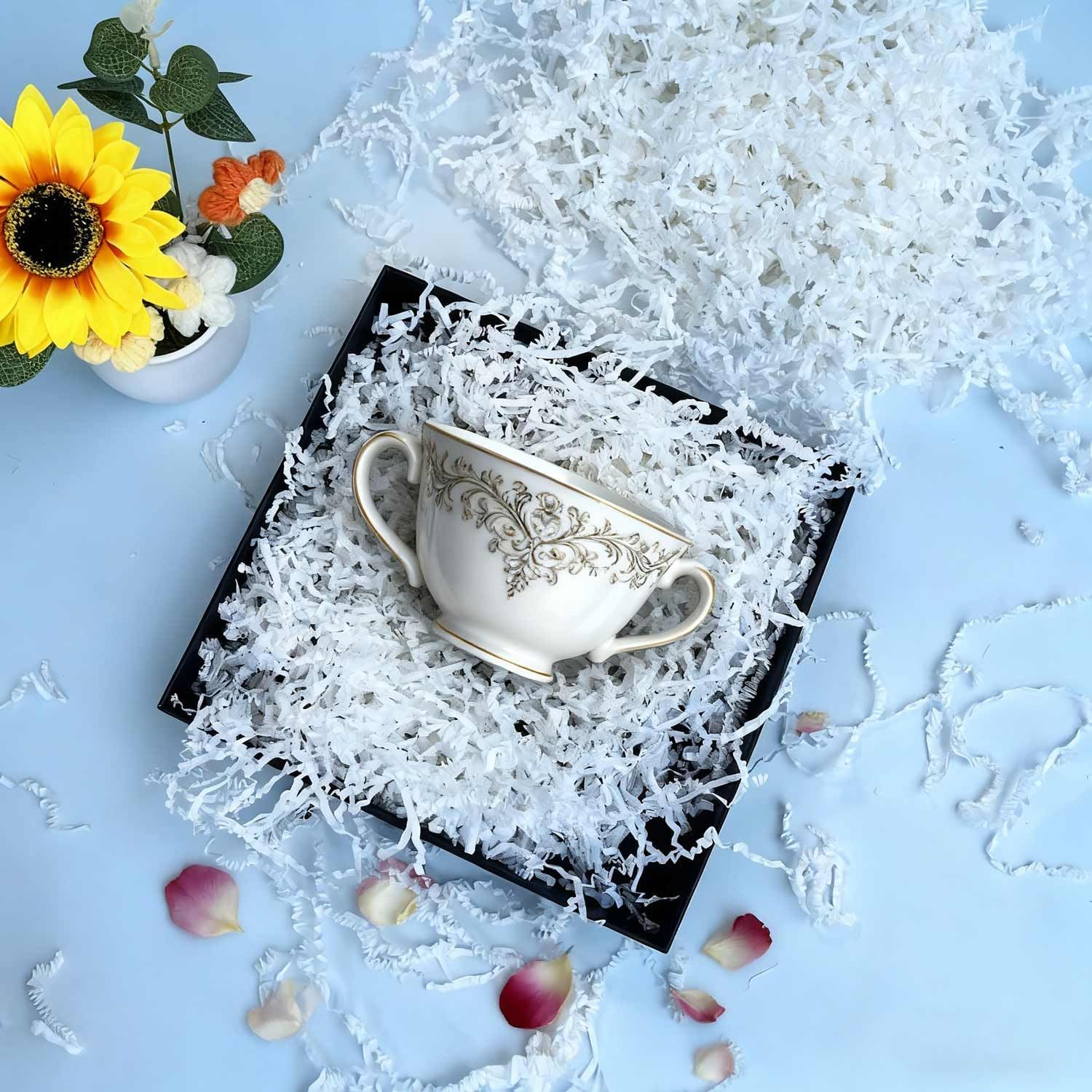 RISHACA 2.2 lb White Crinkle Cut Shredded Paper | Crinkle Paper Filler & Gift Basket Filler for Holiday Boxes, Bridesmaid Gifts, Halloween Stuffers & More - Image 3