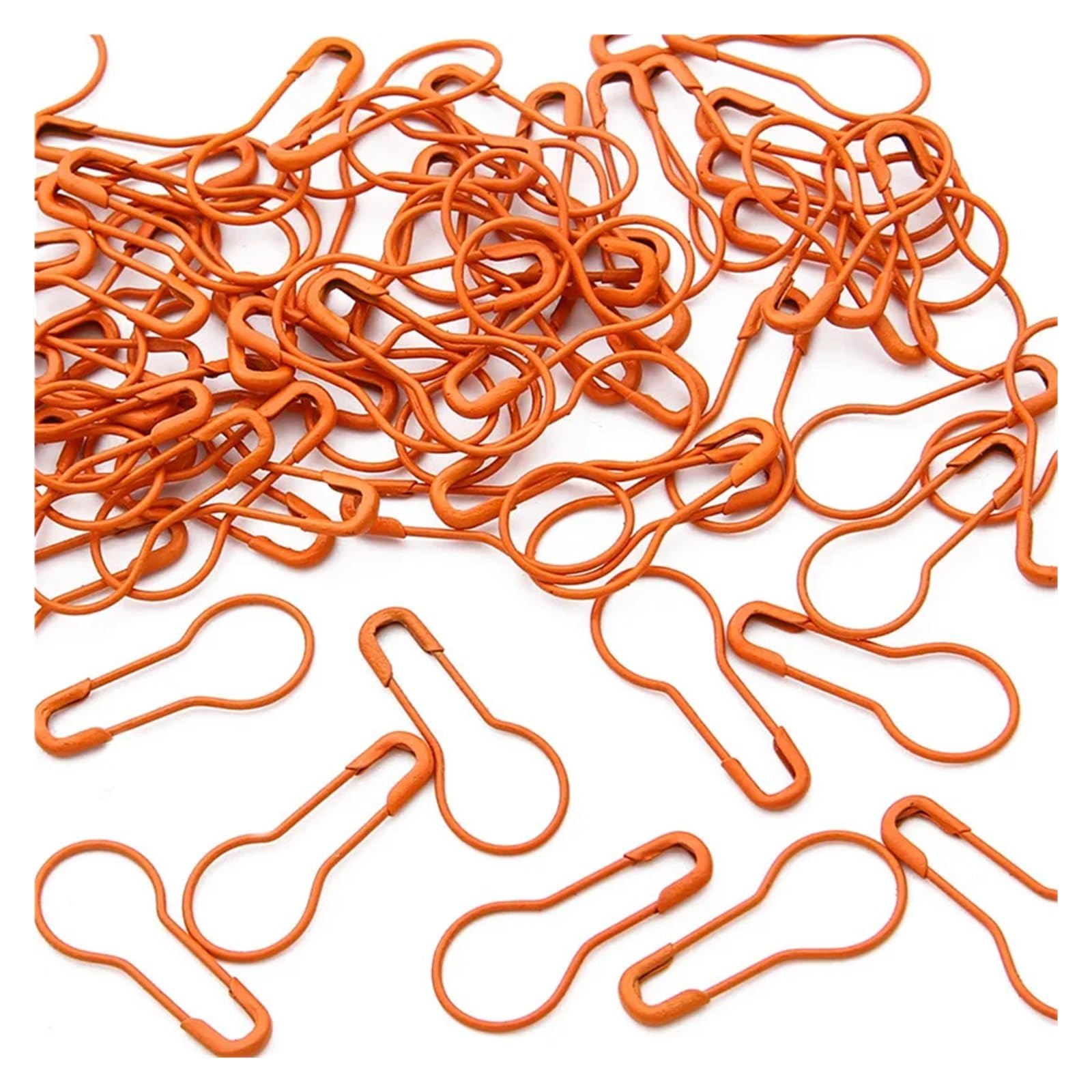 Safety Pins, 100 Pcs Multicolor Metal Safety Bulb Pins Calabash Crochet Markers For Knitting Sewing(Orange 100pcs)
