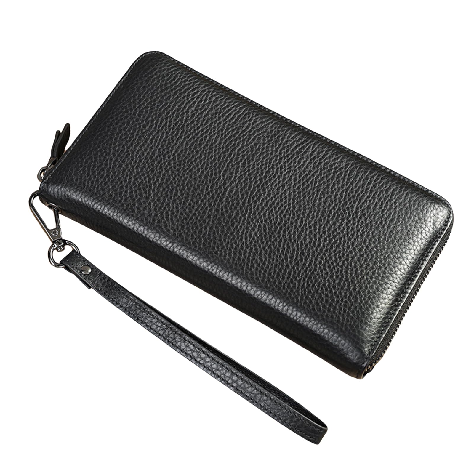 Cartera de piel de vacuno plegable delgada de gran capacidad con cremallera, regalos personalizados para papá y marido