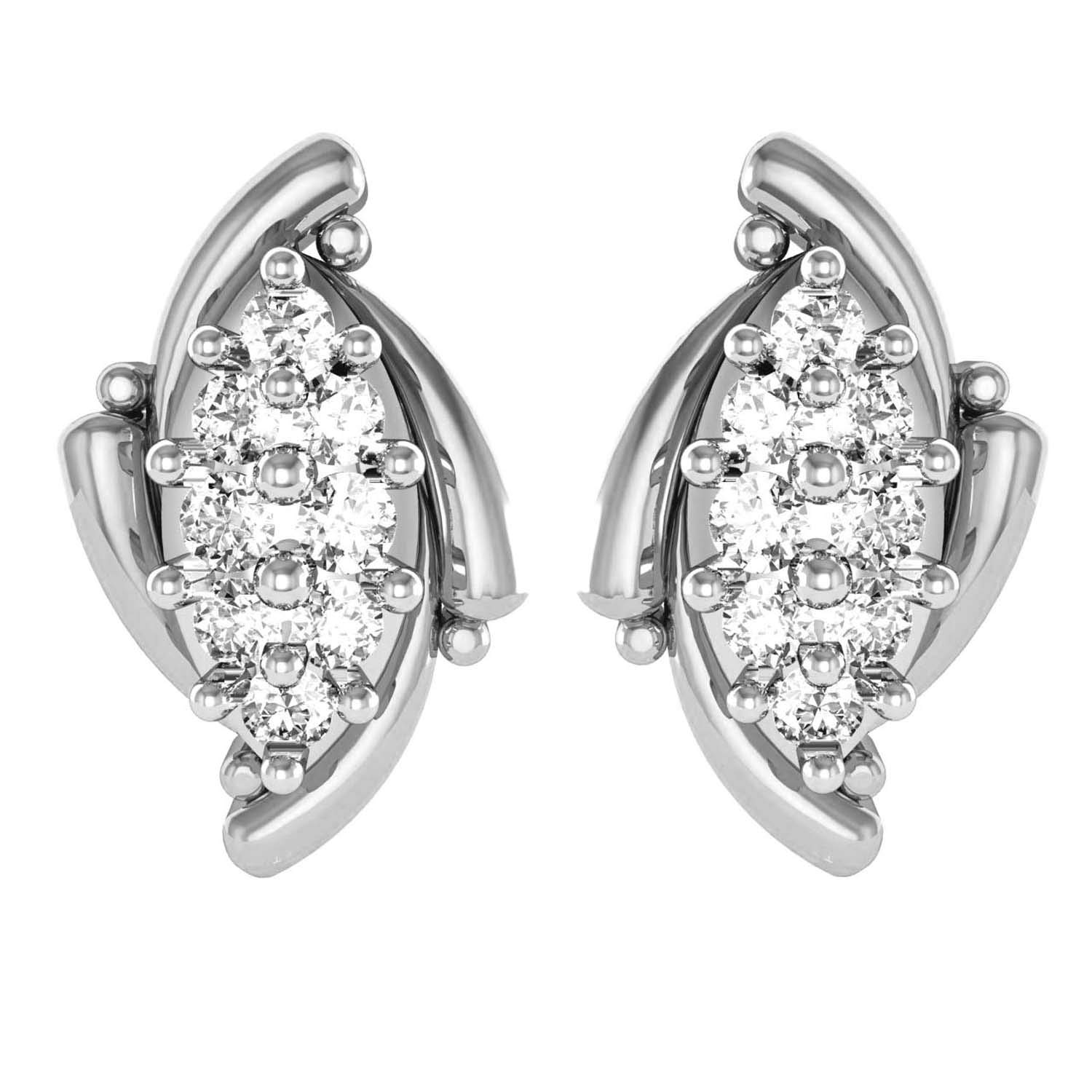 avsar 18k (750) White Gold and Diamond Stud Earrings for Women-picture-26