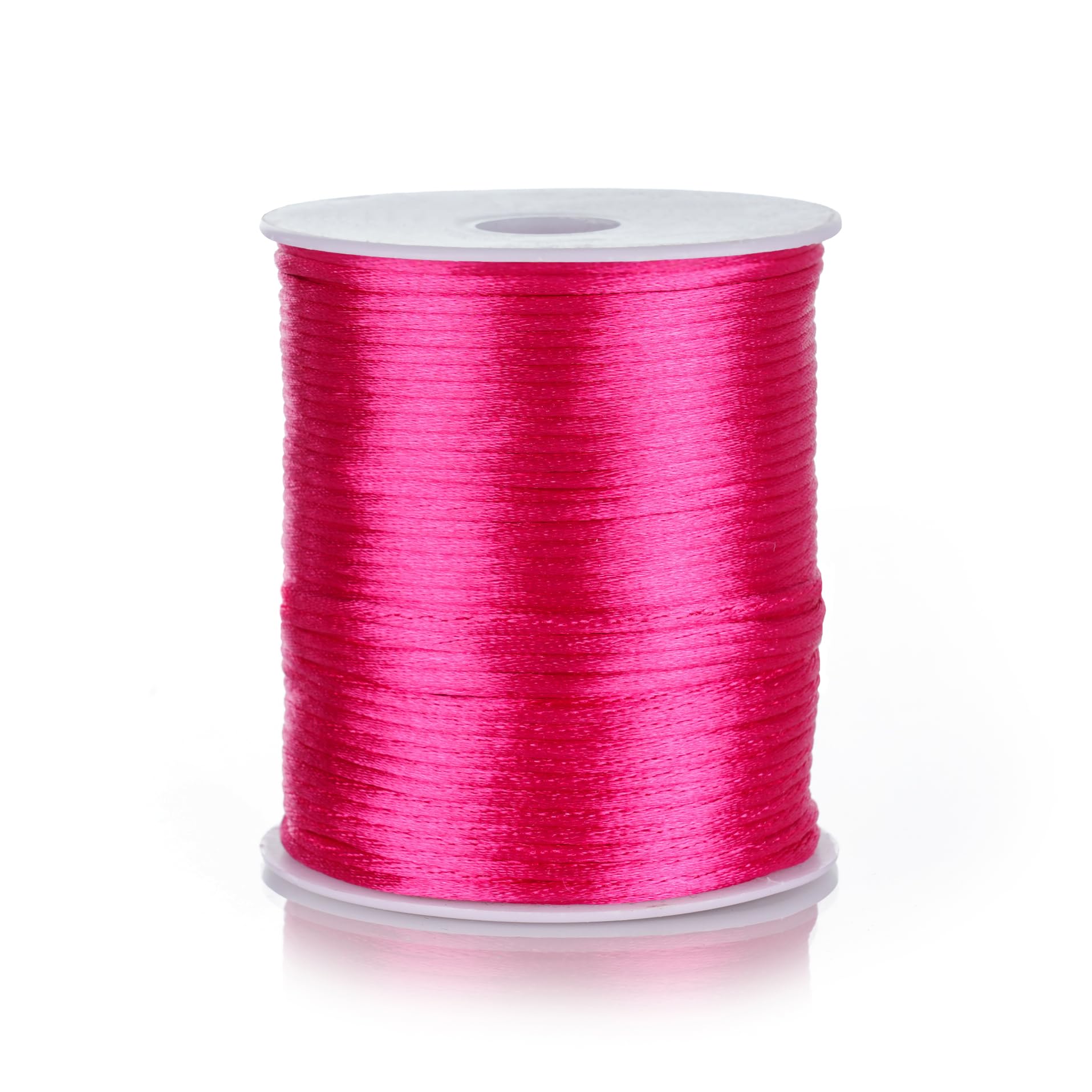 ZhXu Shuo Nylon Satin Cord 2mm Rattail Cord Hot Pink String - 100 Yards Nylon Chinese Knotting Cord Rat Tail Silk Cord for Bracelet Necklace Jewelry Making Macrame Trim