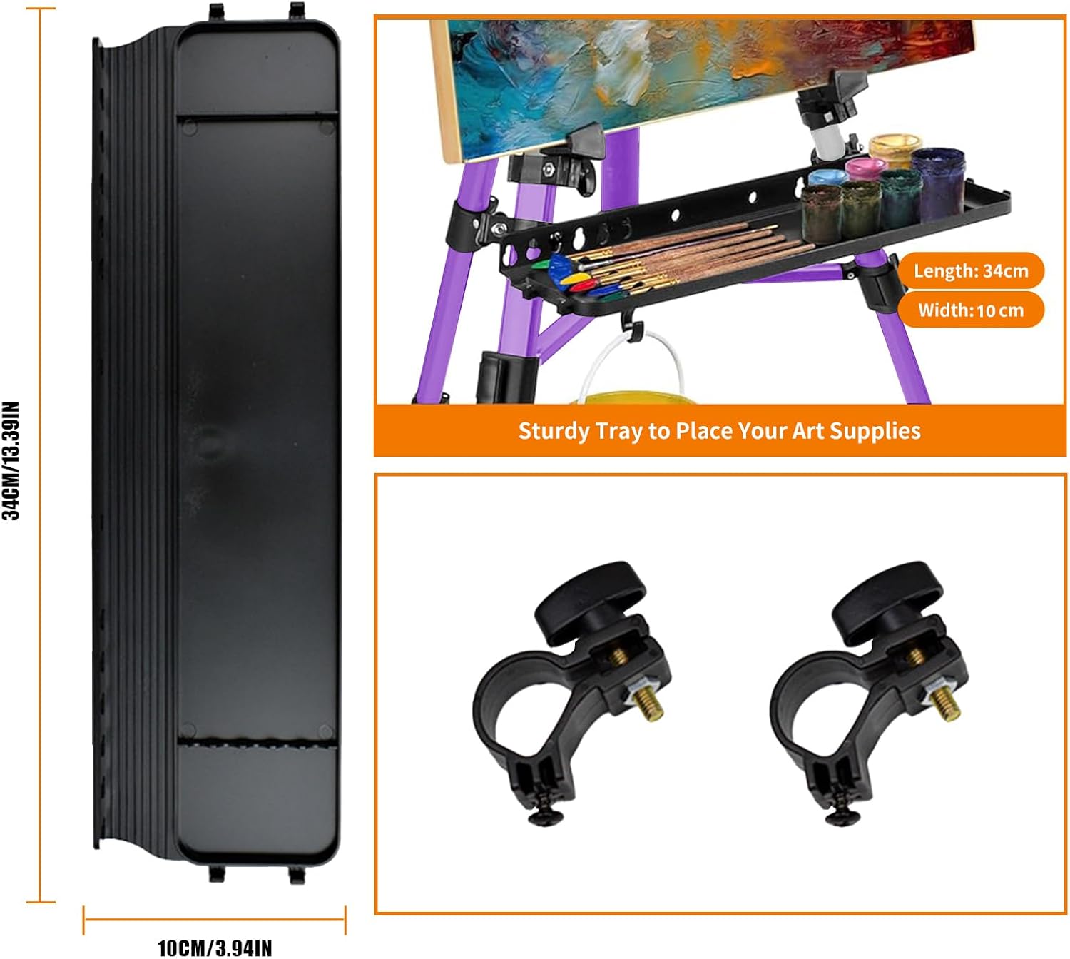 Easel for Painting, Portable & Foldable Easels Stand, Height-Adjustable 22'' to 62'', Equipped with Tray, Water Bucket Hook, Spirit Level, Compass & Carrying Bag for Art Display,Travel - Purple
