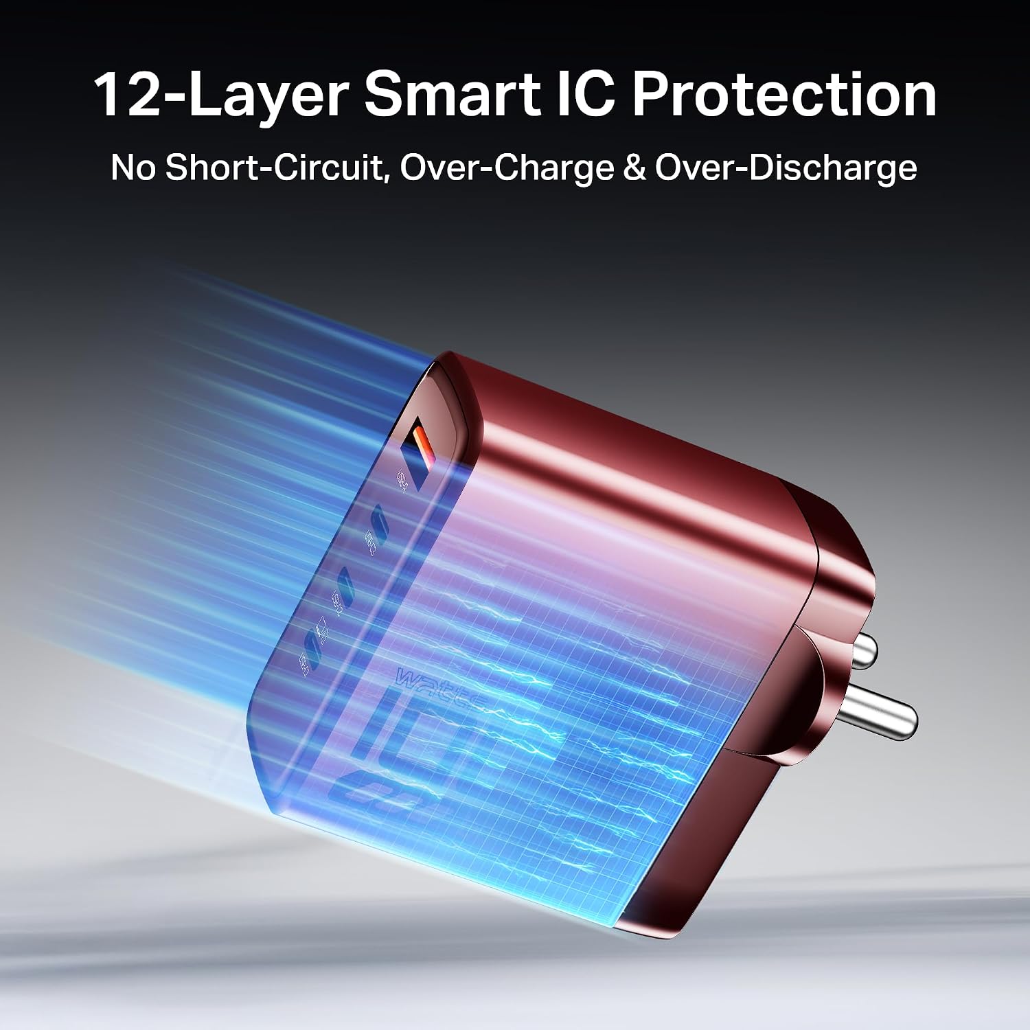 Illustration of 12-Layer Smart IC Protection in the boAt 100W GaN Charger