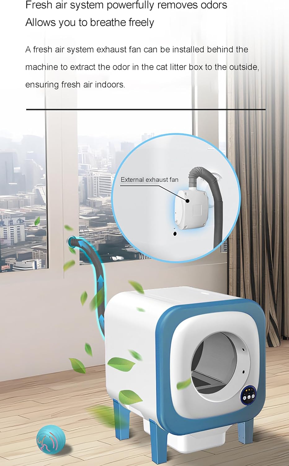 Automatic Cat Litter Box Self Cleaning, APP Control and Video Surveillance, 72L Ultra-Quiet, Gravity Sensor, Automatic Work, Fresh Air System