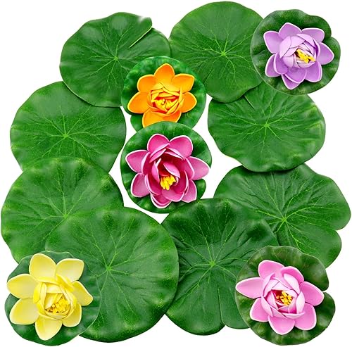 Miniatura 2 de Decoración de flores artificiales de estanque, almohadillas de lirio de agua para estanques, accesorios de plantas de toro artificiales, perfectos