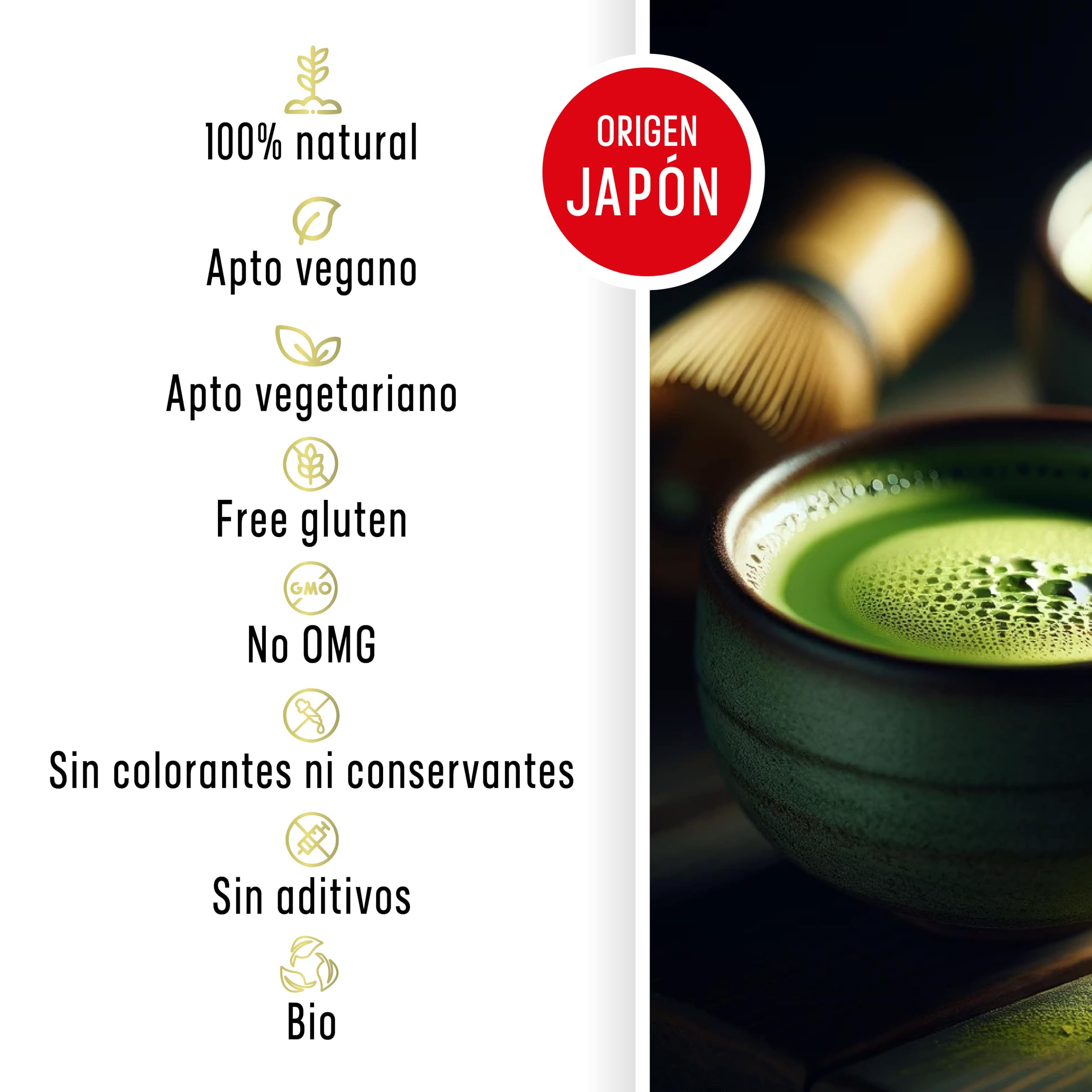 Té Matcha BIO Japonés [Certificado] Grado CEREMONIAL. 100% Natural. 100Gr De Té Verde Matcha Reductor, Potente Détox Y Antioxidante. Puro Matcha Orgánico De Cultivo. (100g)