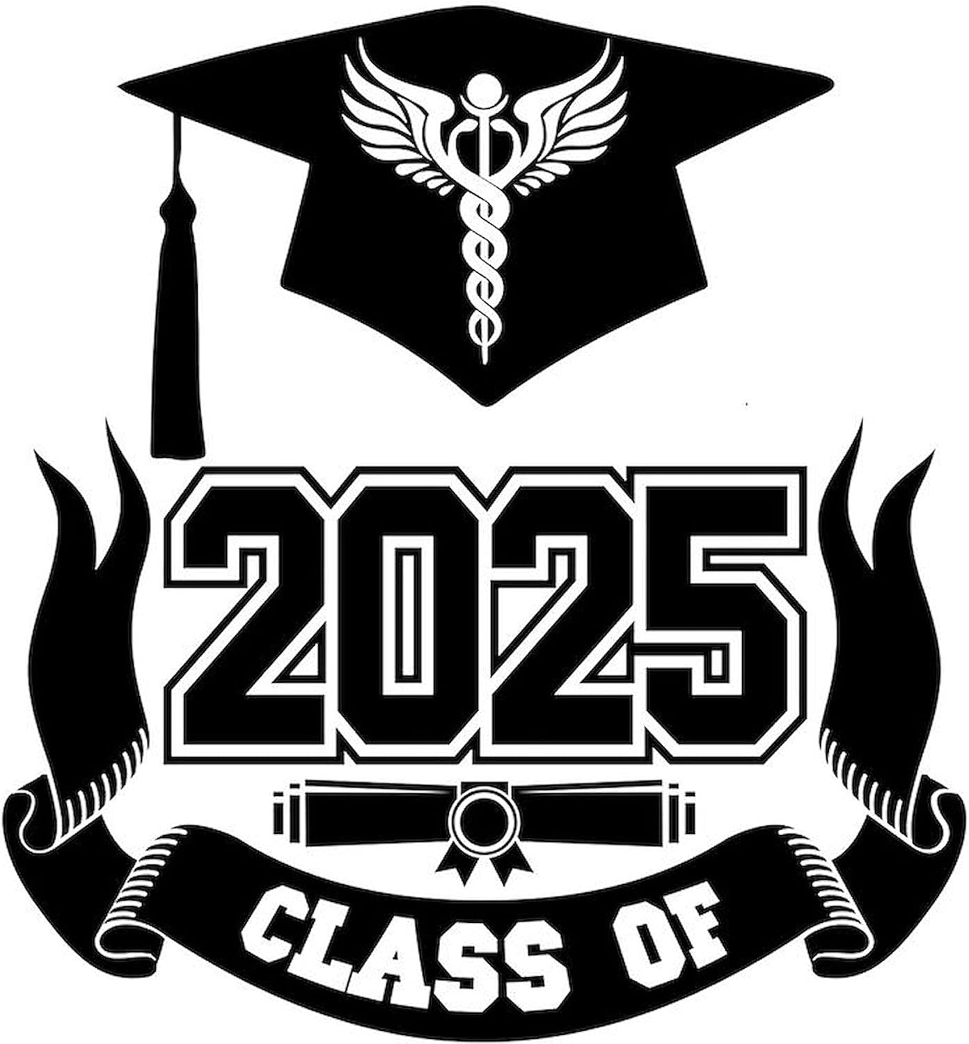 CafePress Caduceus Medical School Graduate Class of 2025 10" x 3", Bumper Magnet