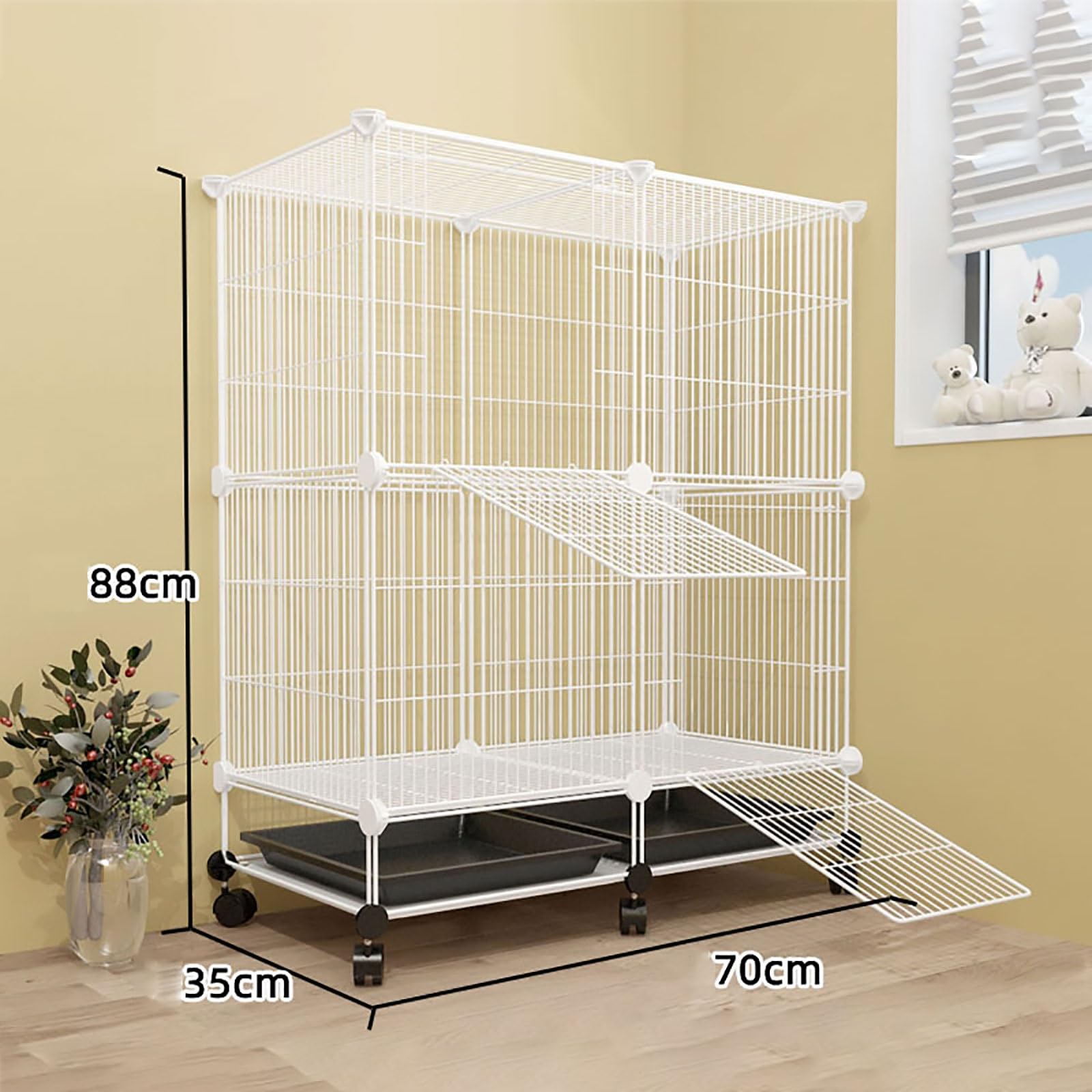 Jaula para pájaros, Jaula para Loros, Jaula para periquitos con Bandeja extraíble para Loros, cacatúas, periquitos, Palomas, Jaula de Vuelo para pájaros (tamaño: 70 x 35 x 123 cm) (70 x 35 x 88 c