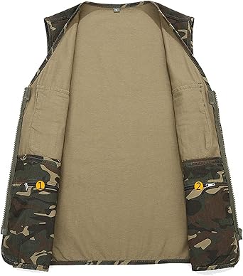 Heren Outdoor Multi Pocket Vest Casual Katoen Gilet Jassen Sport Vissen Vest Mouwloos Reizen Bovenkleding, 3 x, 1