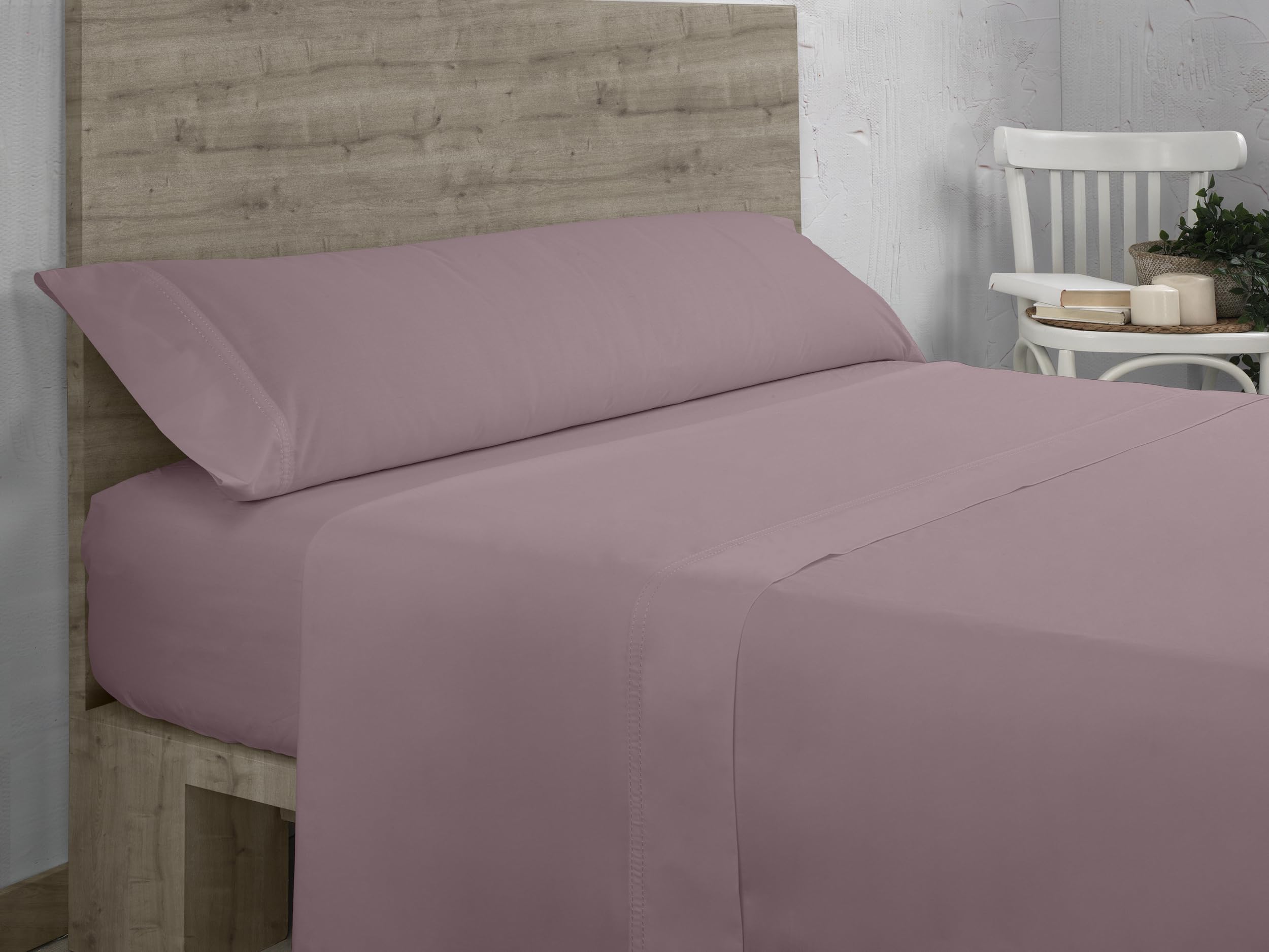 Sábana bajera ajustable de algodón orgánico color néctar. Cama de 180 cm.