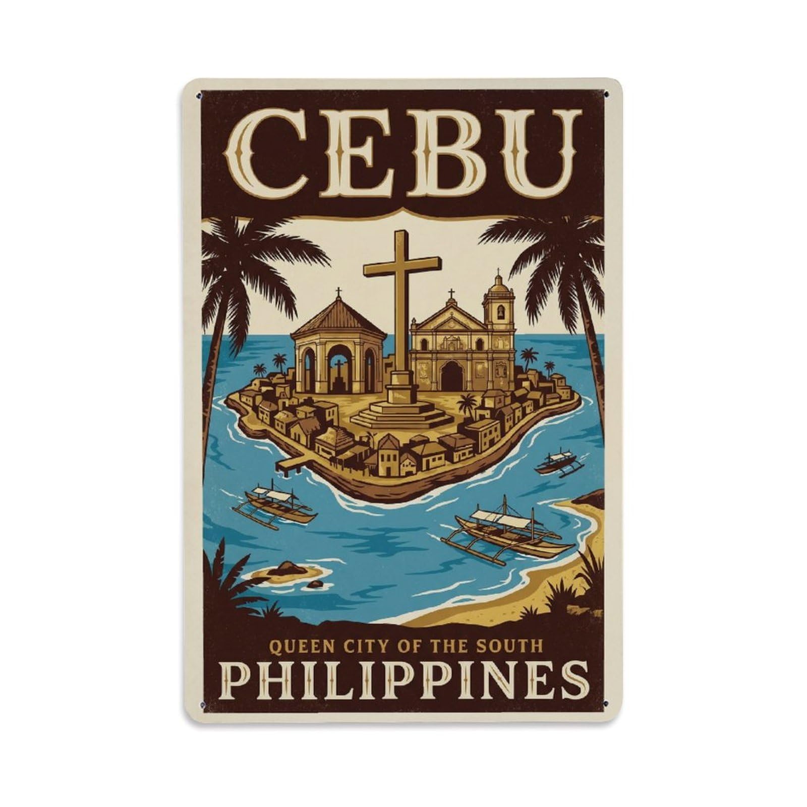 Gead 8X12inch Style Travel Philippines Cebu Retro Metal Tin Sign