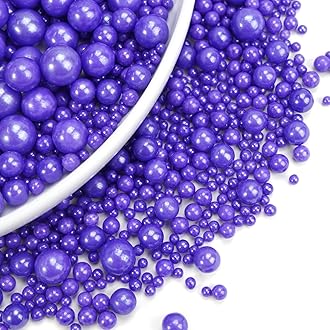 Dazzjoy Edible Pearl Purple Sugar Sprinkles, 130g/4.58oz, Purple Ball Pearls Sprinkles for Cake Decorating, Cupcake Toppers, Edible Cake Decoration