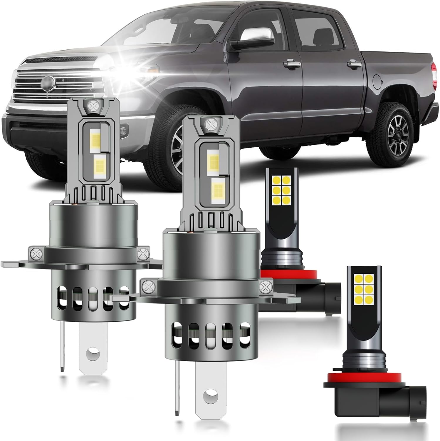 for 2014-2021 Toyota Tundra Fog Lights Bulbs Combo, 4pcs Super Bright White Dual Beam & Fog Lights Blubs Package