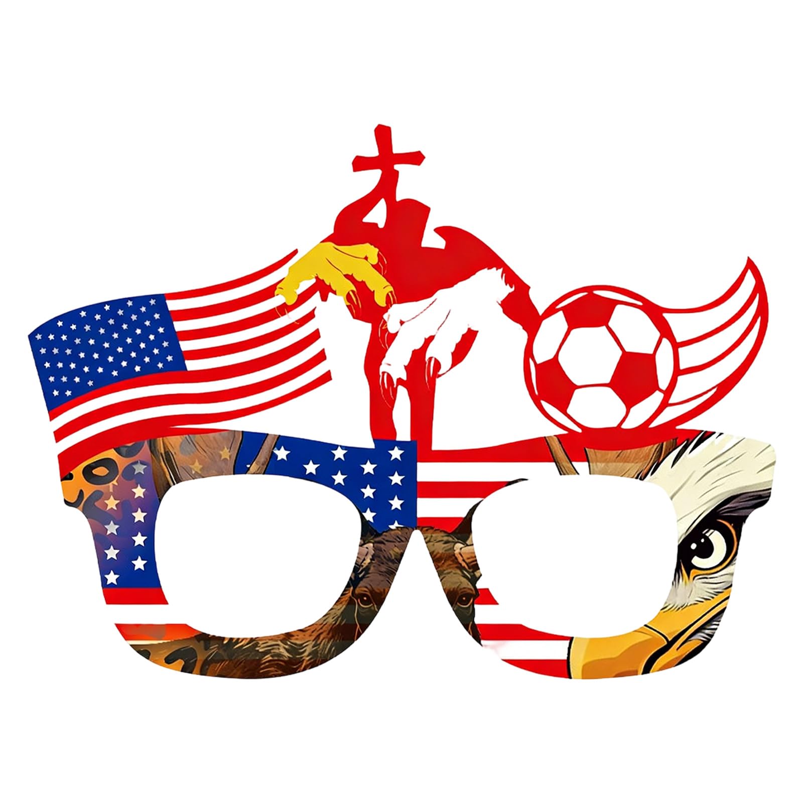 Hsioluted Themed Eyeglass Frames Designed with Country Flags Celebratory Soccer Accessories for Football Watch Parties Tournament Fan Glasses
